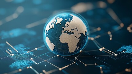 Wall Mural - digital globe with network connections and data points