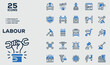 © Alpha - Set of 50 outline icons related to Labour. Linear icon collection. Editable stroke. Vector illustration