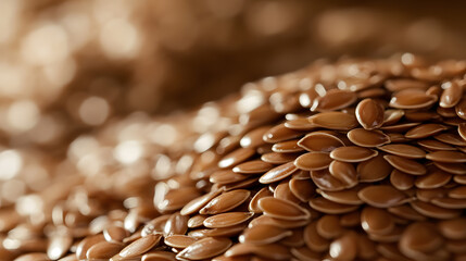 Wall Mural - Wooden bowl  filled with flax seeds