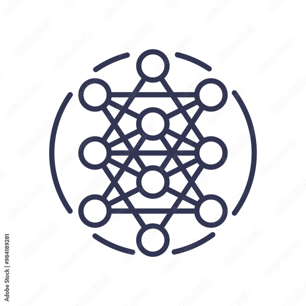 Abstract representation of a neural network, illustrating ...