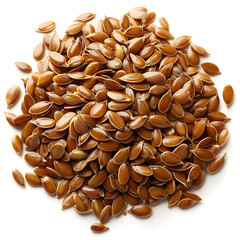 Wall Mural - Flax seeds pile isolated on white