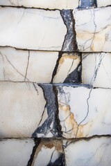 Canvas Print - Close-Up of Striated Marble Surface with Cracks