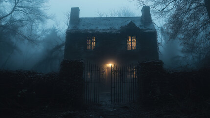 A very old and creepy house on the eve of Halloween.