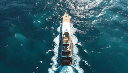 Luxury sailing yacht gliding over the open sea, epitomizing summer travel and vacation in an idyllic yachting experience with breathtaking aerial perspectives.