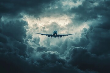 Wall Mural - A plane flying high above storm clouds, symbolizing overcoming emotional challenges