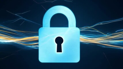 Fototapete - The digital lock symbol highlights the importance of cybersecurity. Its design emphasizes data protection and encryption, reflecting modern technology trends.