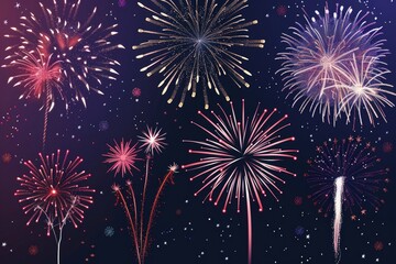 Fireworks png element set on transparent background