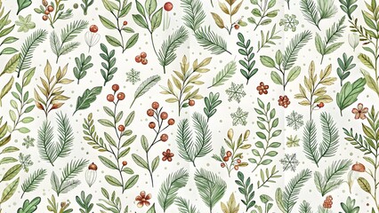 Naklejka na meble Christmas seamless backgrounds. Lovely hand-drawn horizontal seamless borders with winter branches, Christmas design, great for decorations, prints, cards