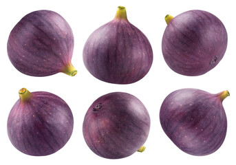 Wall Mural - fig isolated set. collection of figs in different angles on a transparent background.