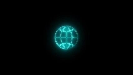Neon Globe icon animated with black background>