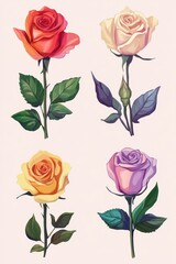 Wall Mural - Colorful Roses.