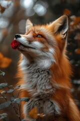 Canvas Print - Fox with Rose.