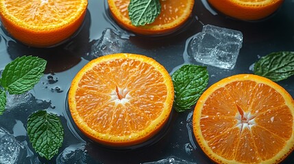 Top view sliced oranges