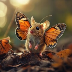 Wall Mural - Mouse with Butterfly Wings.