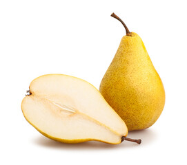 Sticker - sliced yellow pears path isolated on white