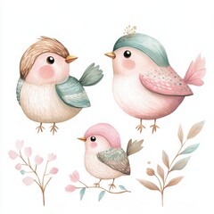 Poster - Watercolor Birds Clipart.