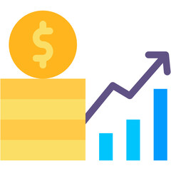 Sticker - Vector Icon Inflation, Money, Growth, Rising, Economic Crises, Finance