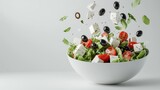 Fresh Greek salad with feta, olives, and tomatoes