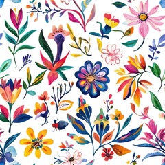 Wall Mural - Watercolor Floral Pattern.