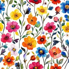 Wall Mural - Watercolor Floral Pattern.