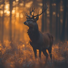 Wall Mural - Majestic Deer in Sunset.