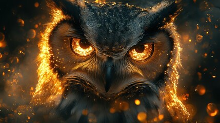 Wall Mural - Fiery Owl Eyes.