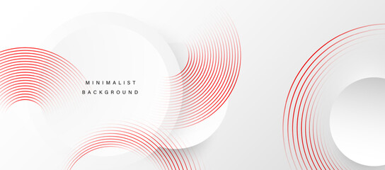 Leinwandbilder - White background with dynamic red circle lines. 