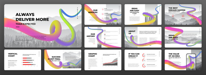 Wall Mural - creative powerpoint presentation template set. modern keynote presentation background, brochure cove