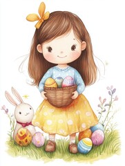 Wall Mural - Easter Girl with Bunny.