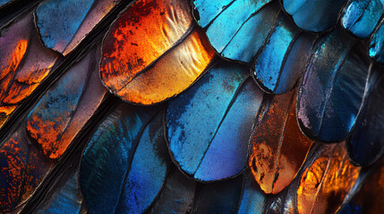 Wall Mural - Abstract Colorful Bird Feathers Macro