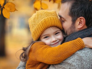 Poster - parent and child in autumn