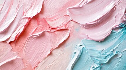 Wall Mural - Abstract background of pink, blue, and white oil paint strokes.