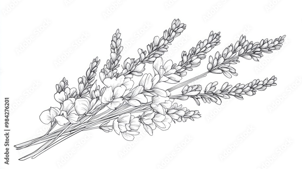lavender-line-drawing-black-and-white-floral-bouquets-flower-coloring