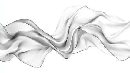 Wall Mural - Line art illustration of elegant flowing fabric billowing in the breeze Features wavy silk or satin Abstract design element Image on a white background