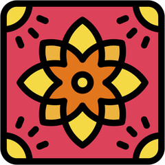 Sticker - Vector Icon Tile, Traditional, Floor, Adornment, Decoration, Art