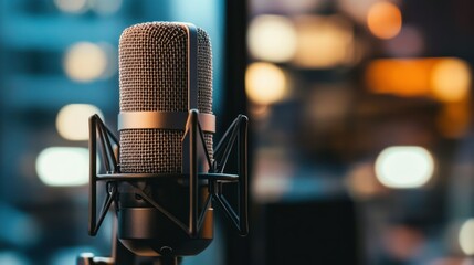 Professional Microphone in Studio Setting with Soft Focus Background