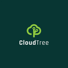 digital tree logo, brain and tree design concept for education learning and technology business comp