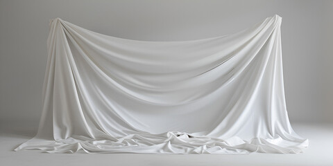 Draped White Fabric Hanging in Minimalist Studio Setting