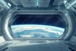 © grigoryepremyan - A futuristic space station interior with a large window view of Earth.