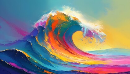 Wall Mural - Modern Abstract Wave Art with Vibrant Colors for Contemporary Wallpaper Decoration