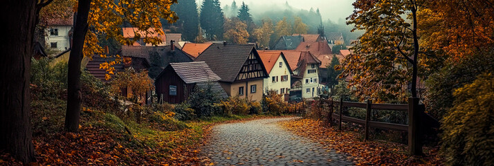 Herbst, Jahreszeit mit bunten Blätter und Regentropfen, 