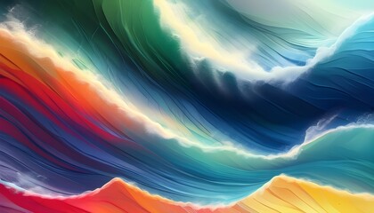 Wall Mural - Modern Abstract Wave Art with Vibrant Colors for Contemporary Wallpaper Decoration