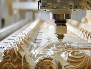 Wall Mural - cnc machine making a precision cut