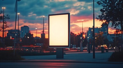 Poster - Billboard Rectangular White Mockup City Advertisement on the Parking  Image : Generative AI