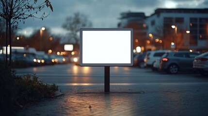 Poster - Blank white advertising display device on the car park : Generative AI