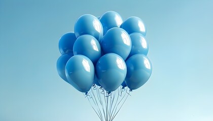 Joyful blue balloons soaring in a serene sky, ideal for festive moments and cheerful gatherings