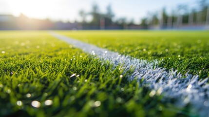 Wall Mural - Grass and Line Contrast on a Soccer Field Corner