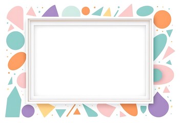 A decorative frame surrounded by colorful geometric shapes.