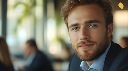 Aufkleber - Portrait of a Young Successful Director Making a Report to a Board of Directors During an Annual Financial Meeting in the Conference Room Business People and Partners Discussing Work i : Generative AI