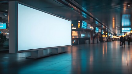 Poster - Blank advertising billboard at airportmockup poster media template ads display : Generative AI